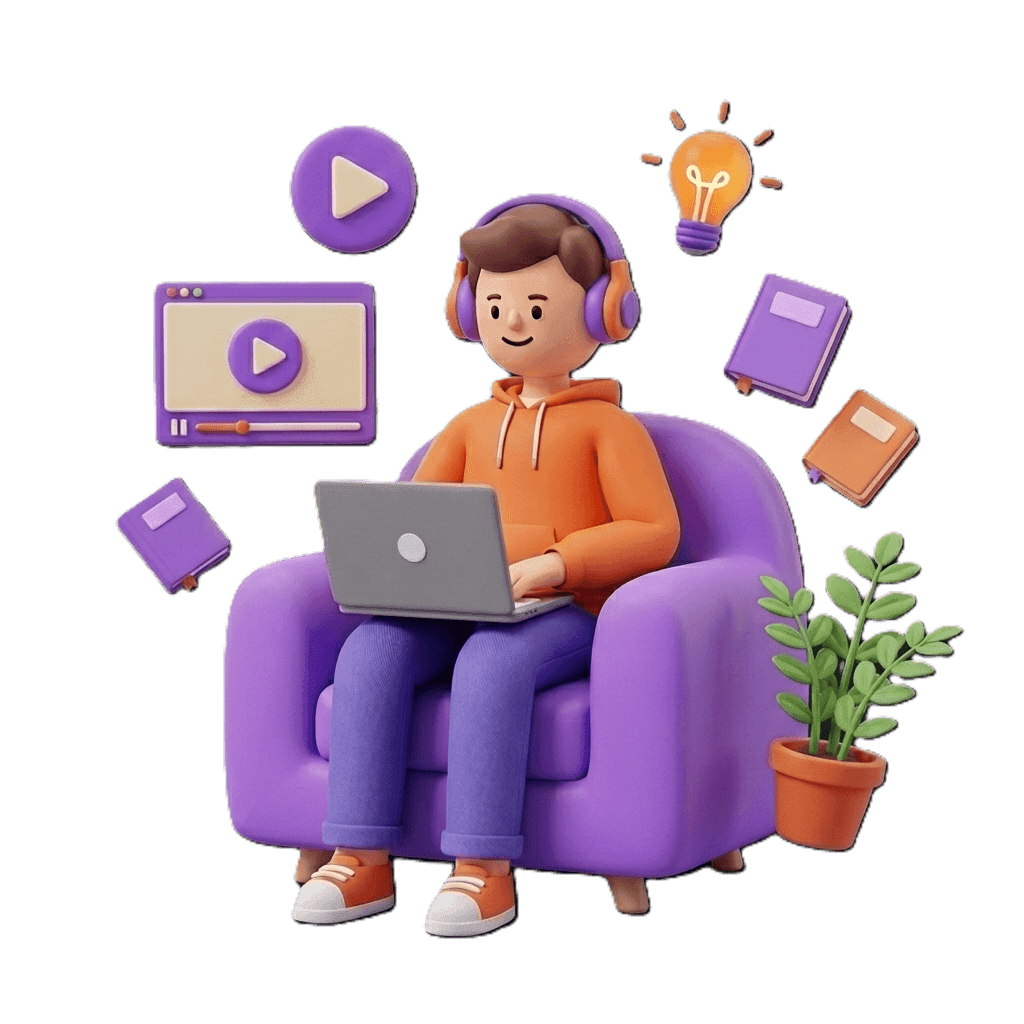 Student learning online with laptop